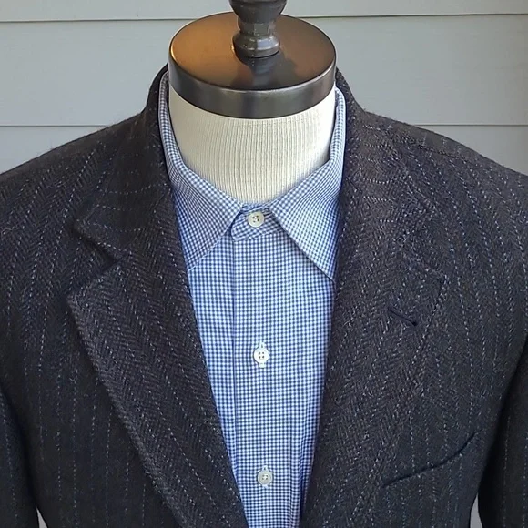 CRITTENDEN Sport Dark Brown Weave Striped JAMIESONS‎ TWEED Wool 42 R Sport Coat